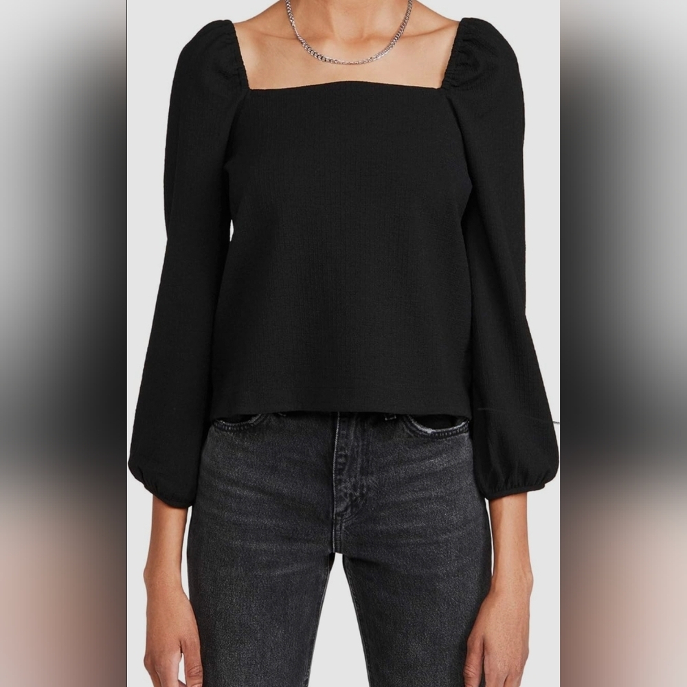 Women's Top Madewell Black‎ 3/4 Sleeve Size S Polyester Spandex.